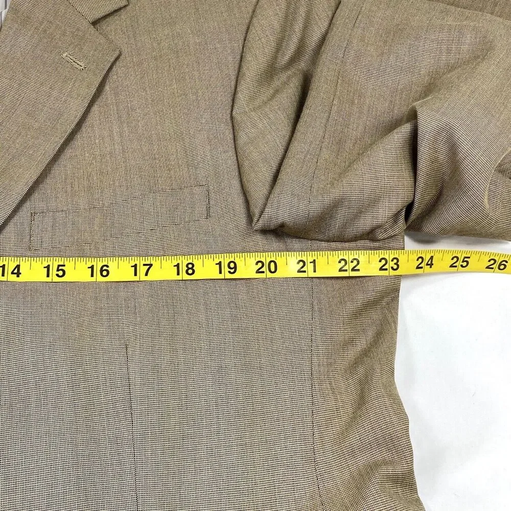 Saddlebred Sports Coat Nailhead Microcheck Beige Brown 44 Stanford Career Preppy